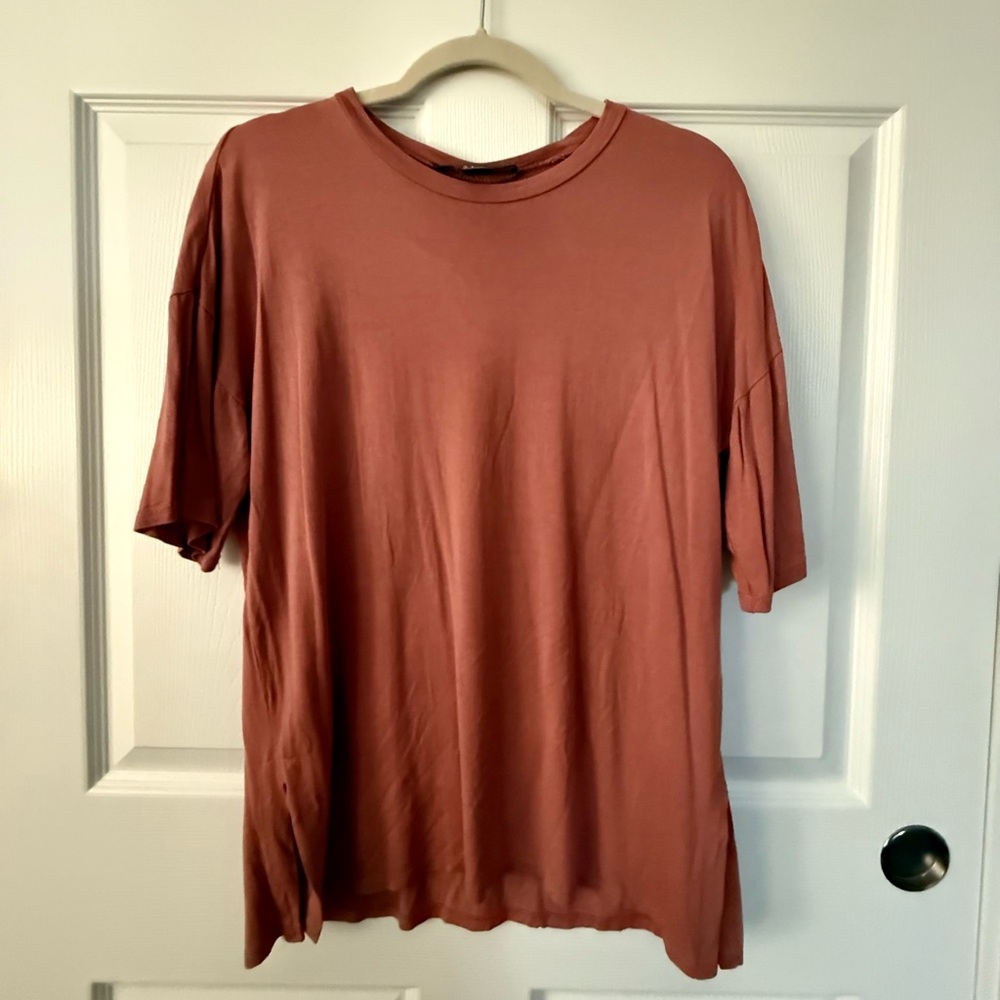 Forever 21 Oversized Short Sleeve Tee in Rust